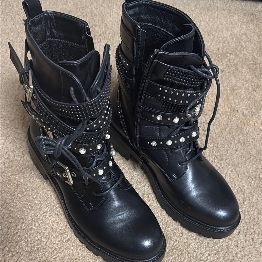 Studded Black Combat Boots